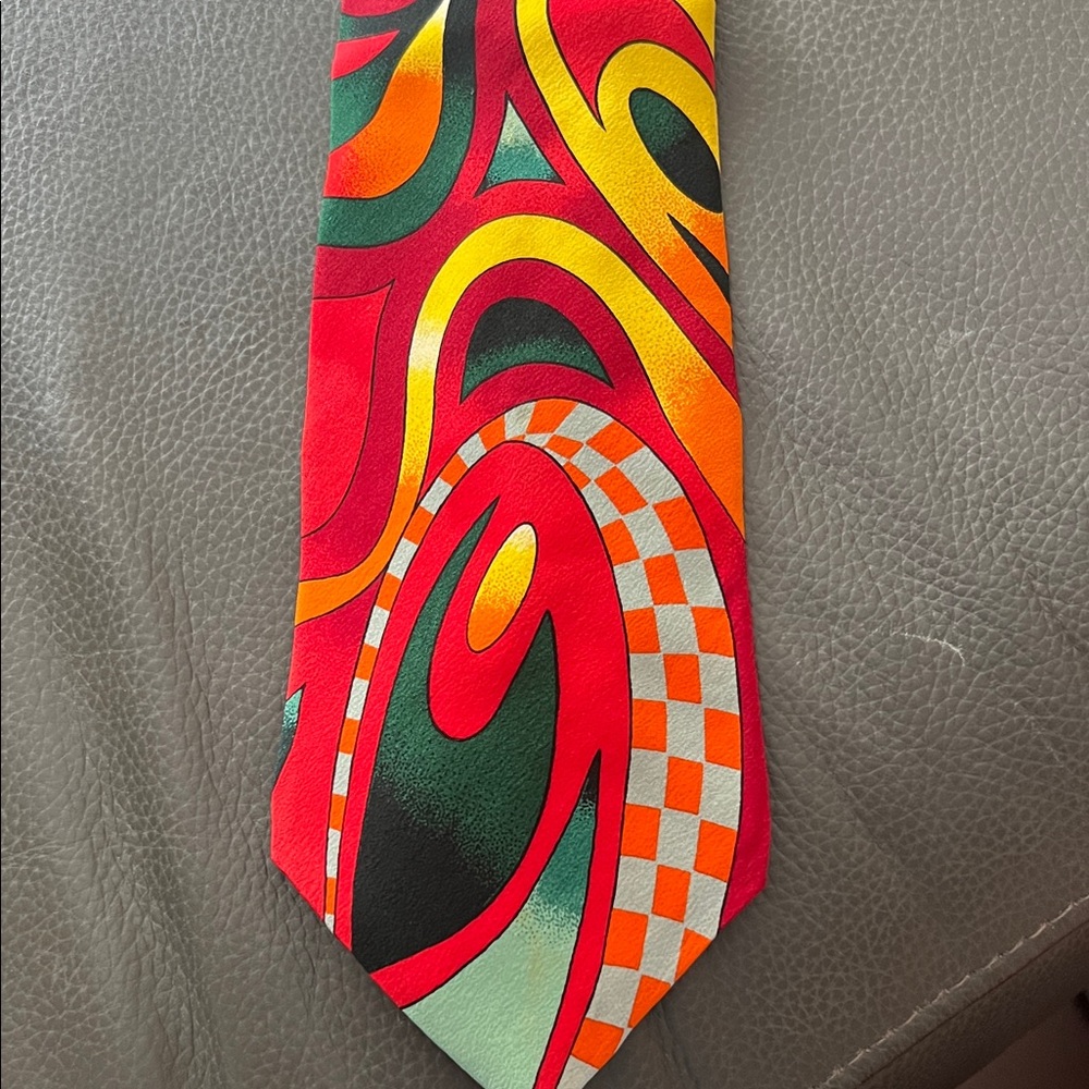 No Boundaries Red and Yellow Abstract Tie